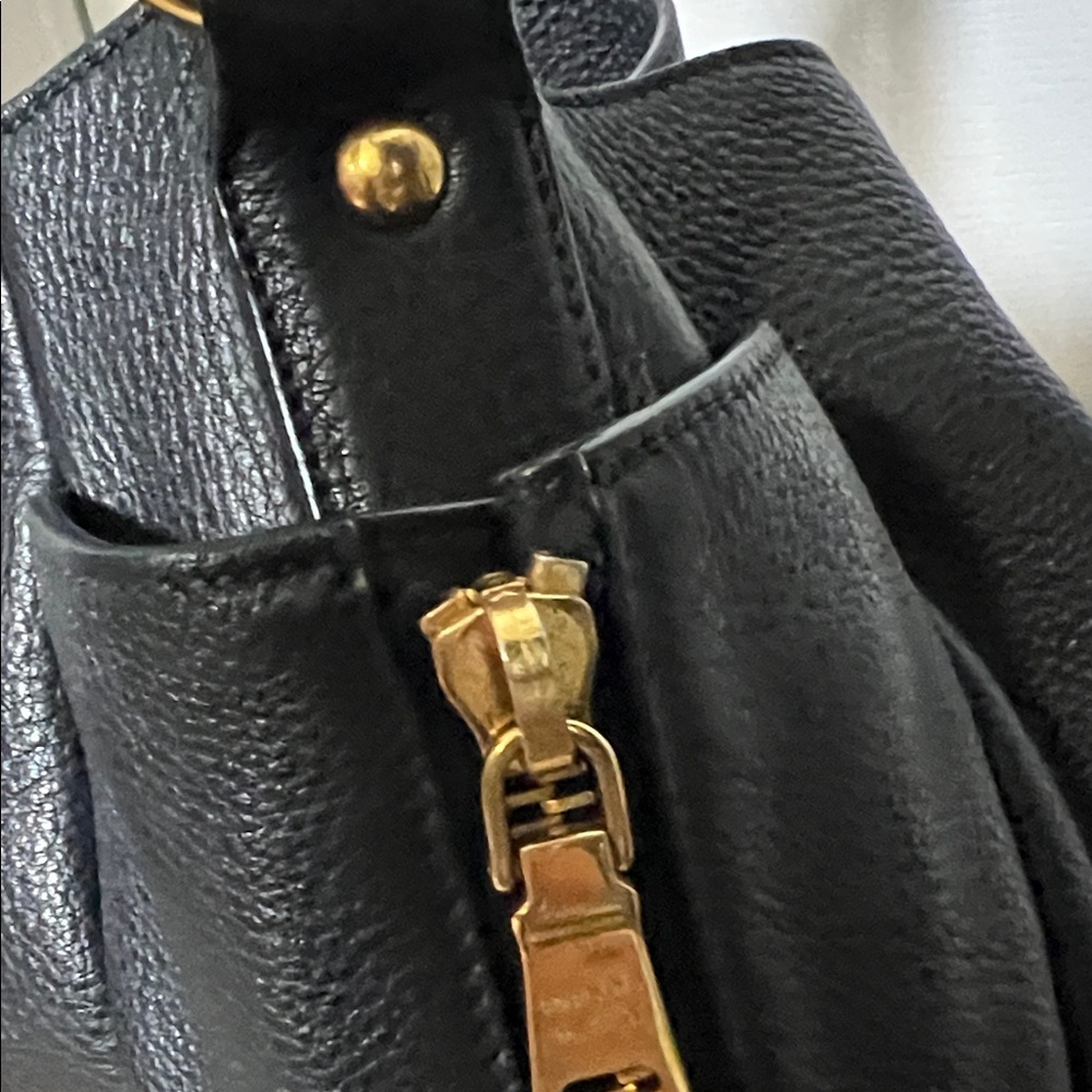 Prada Black Leather Shoulder Bag with Gold Accents - Picture 5 of 11